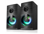 SVEN SPS-512 Black, 2.0 / 2x3W RMS, Dynamic synchronic RGB backlight, USB or 5V DC power supply, volume control, Black